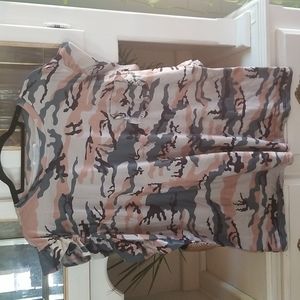 ChicSoul camo top with adorable ruffle pocket and sleeves